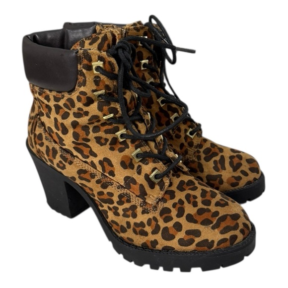 Zigi Soho Leopard Print Lace-Up Heeled Combat Boots Size 8 Women’s - Picture 6 of 12